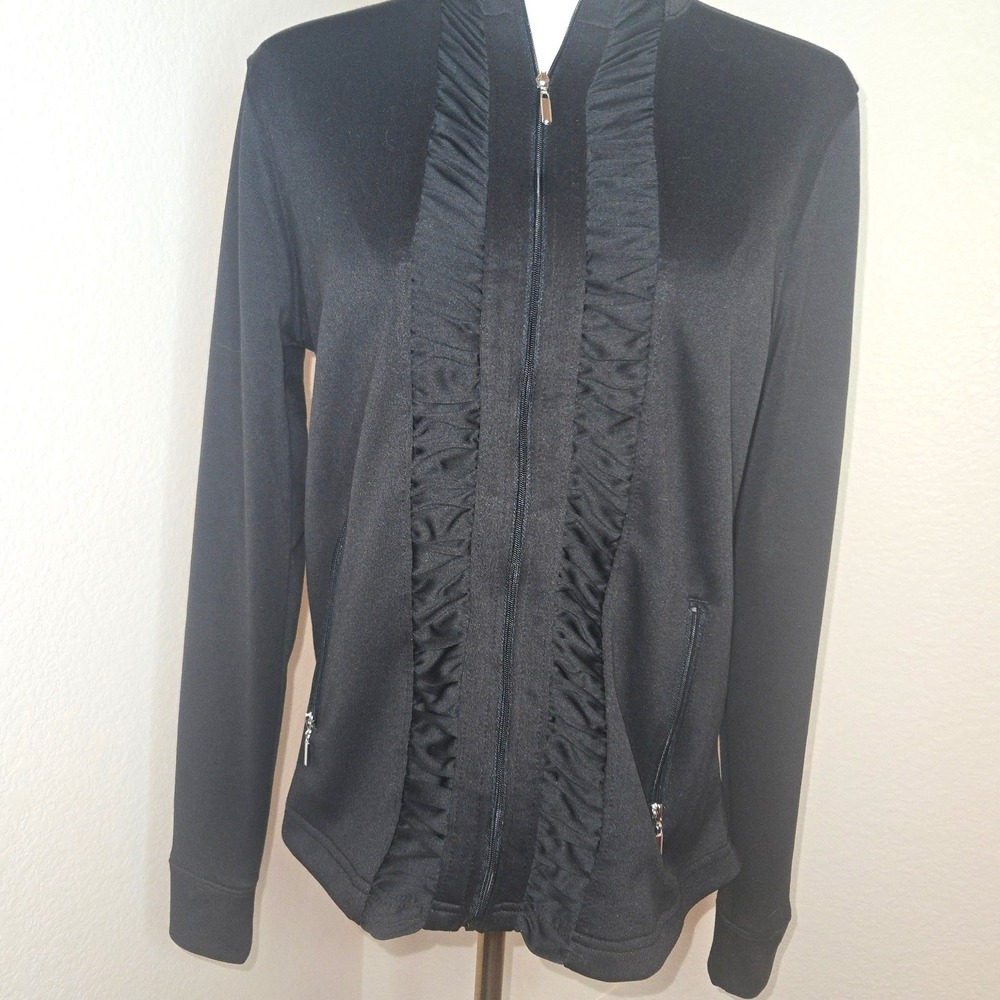 Pebble Beach Dry-Luxe Black Performance Jacket ruffle Womens S Lightweight Zip